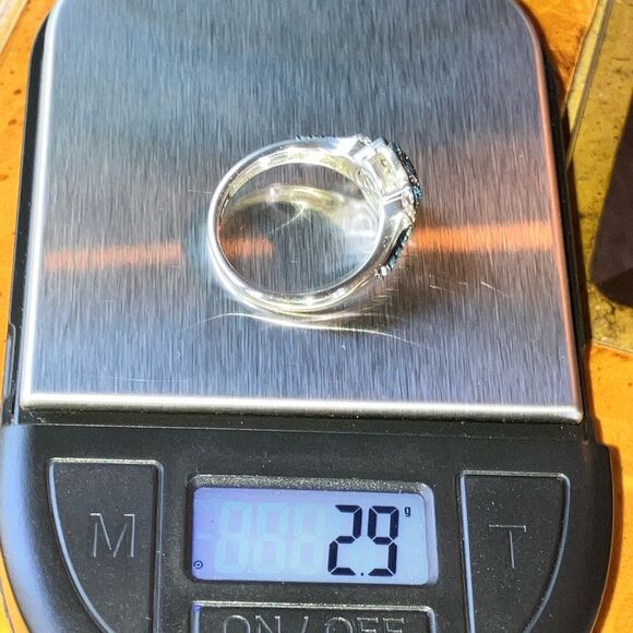 Natural Blue Diamond Sterling Silver Ring Size 8 - Picture 9 of 9